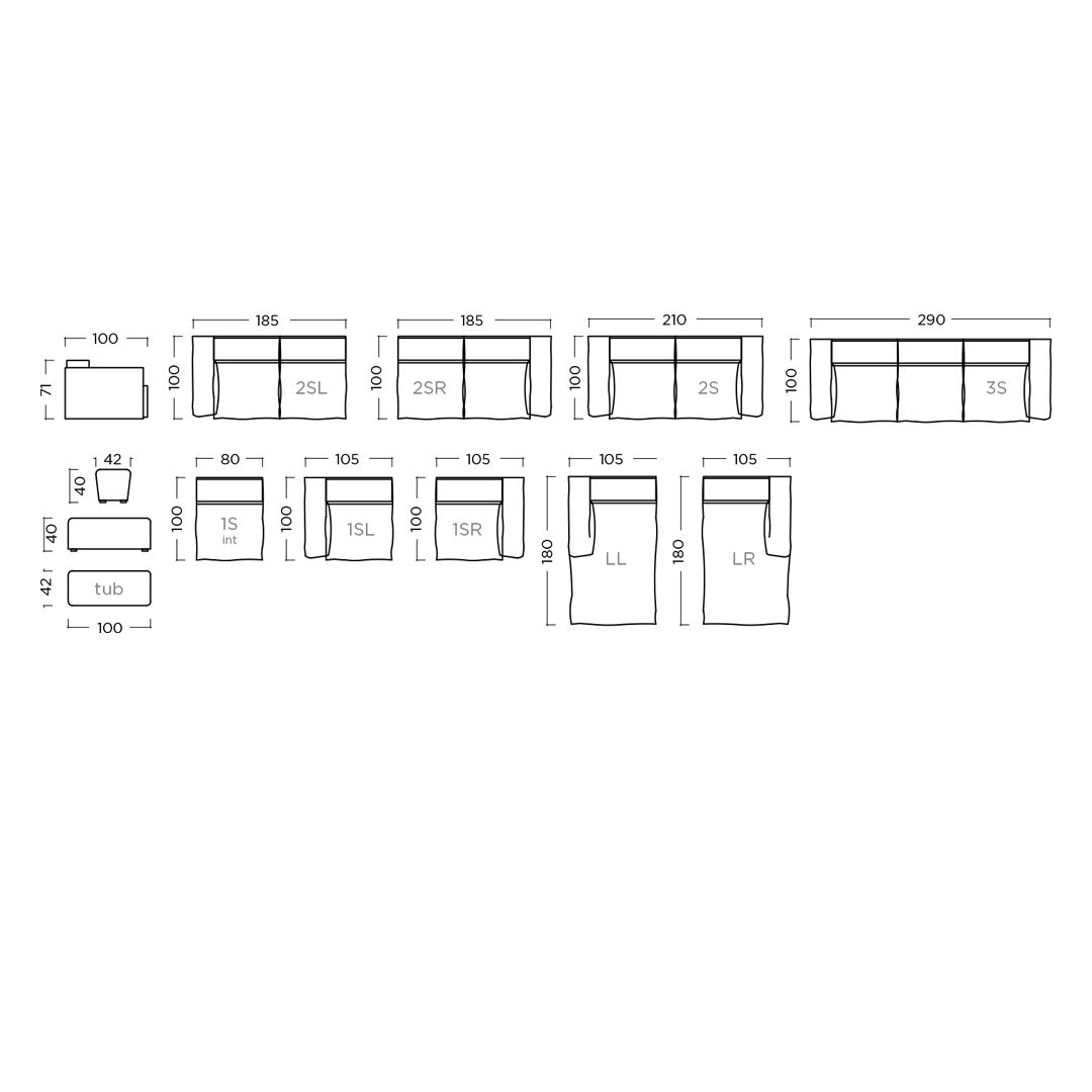 TOLEDO Sofa - tragende Elemente aus massiver Buche, verstärkt mit Holzplattenelementen