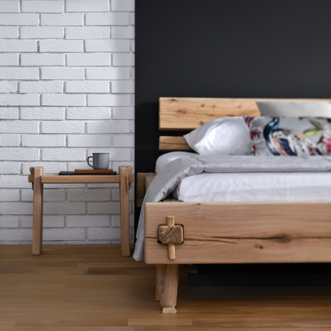 NIGHTSTAND ROYAL SPRUCE - aus massivem Fichten- oder Eichenholz, ohne Schrauben, Leim, Metallteile, Farbe - neben dem Bett