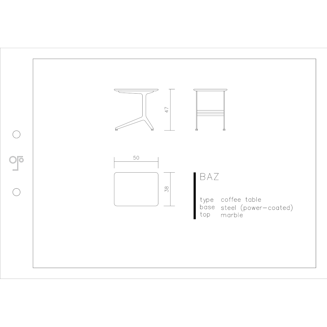 BAZ Couchtisch mit Marmorplatte