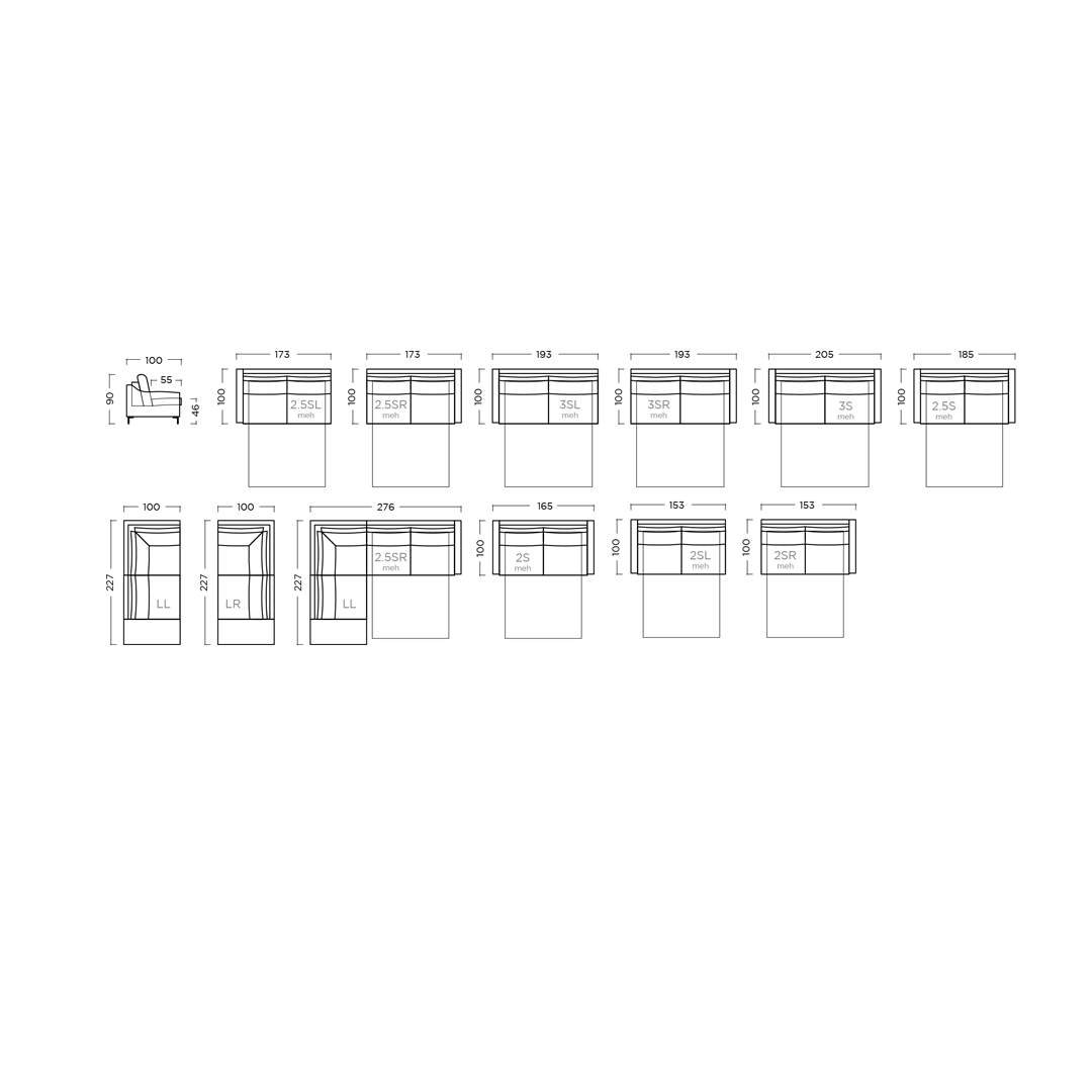 GAMMA Schlafsofas - Stützelemente aus massiver Buche, verstärkt mit Holzplattenelementen