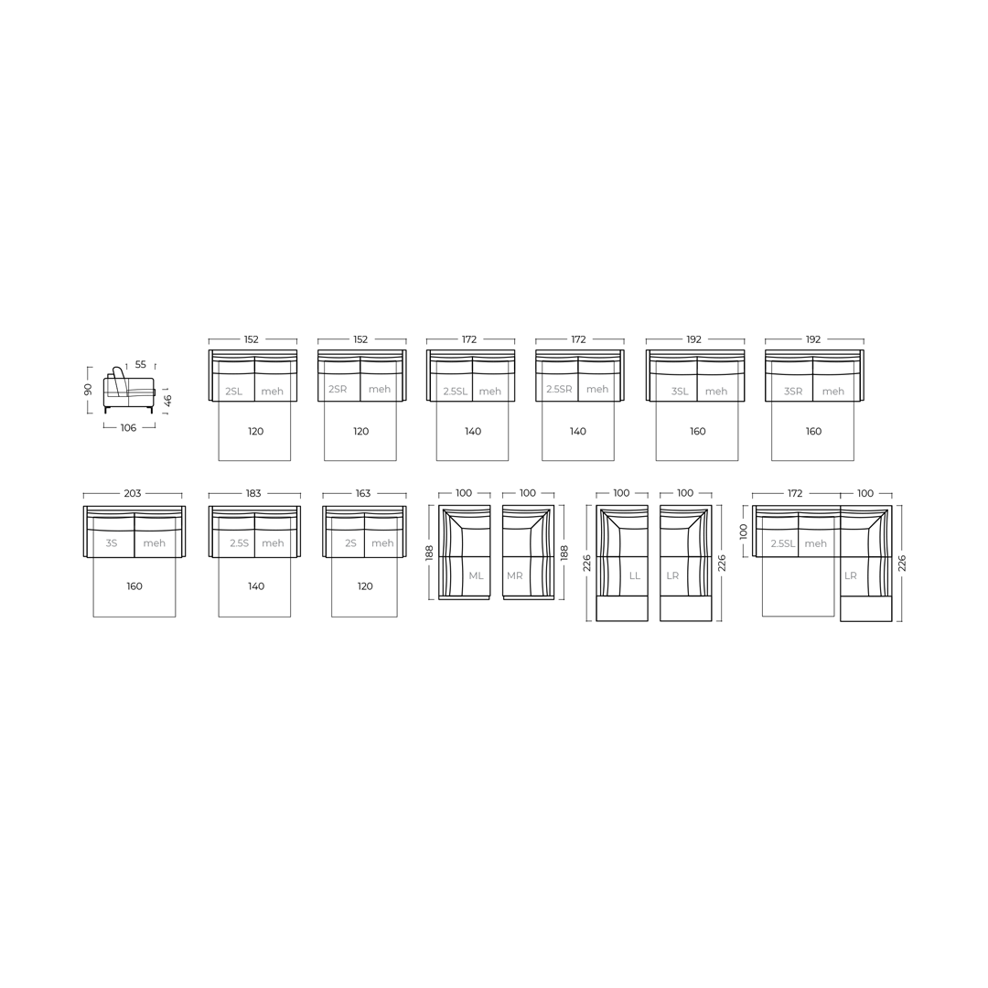 ADRIA Schlafsofa-Trägerelemente aus massiver Buche, verstärkt mit Holzpaneelelementen