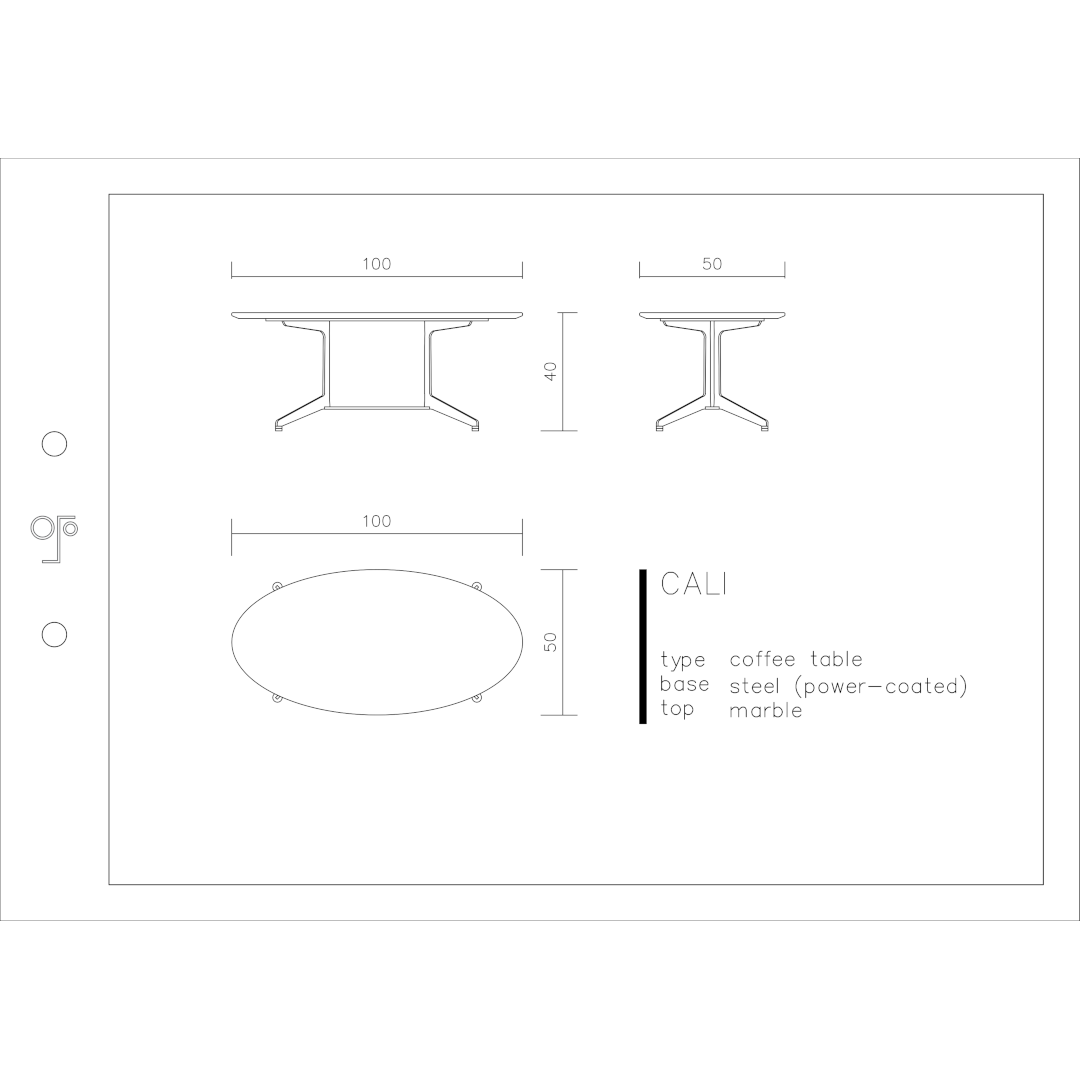 CALI Couchtisch mit Marmorplatte