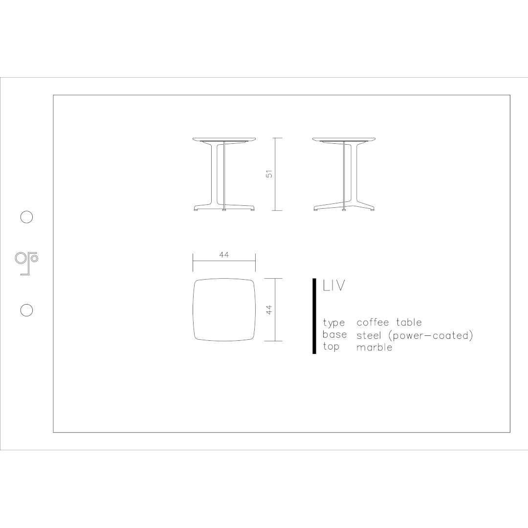 LIV Couchtisch mit Marmorplatte