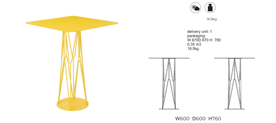 ATAMAN MESH Gartentisch-aus pulverbeschichtetem Edelstahl