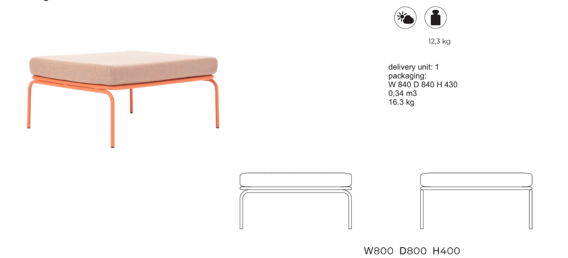 ATAMAN MODULAR SOFA Hocker - Ausführung 80