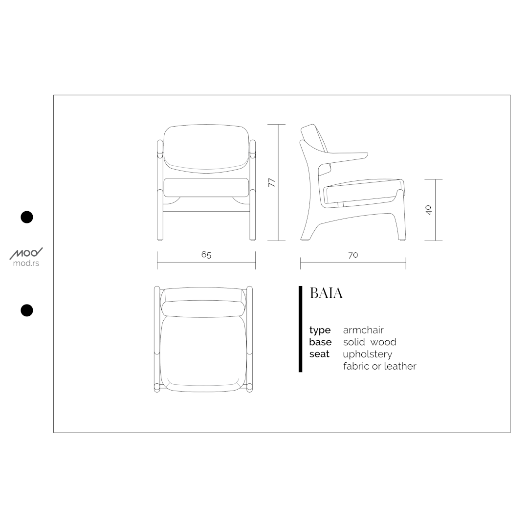 Spezifikation Baia Designer Sessel aus Massivholz
