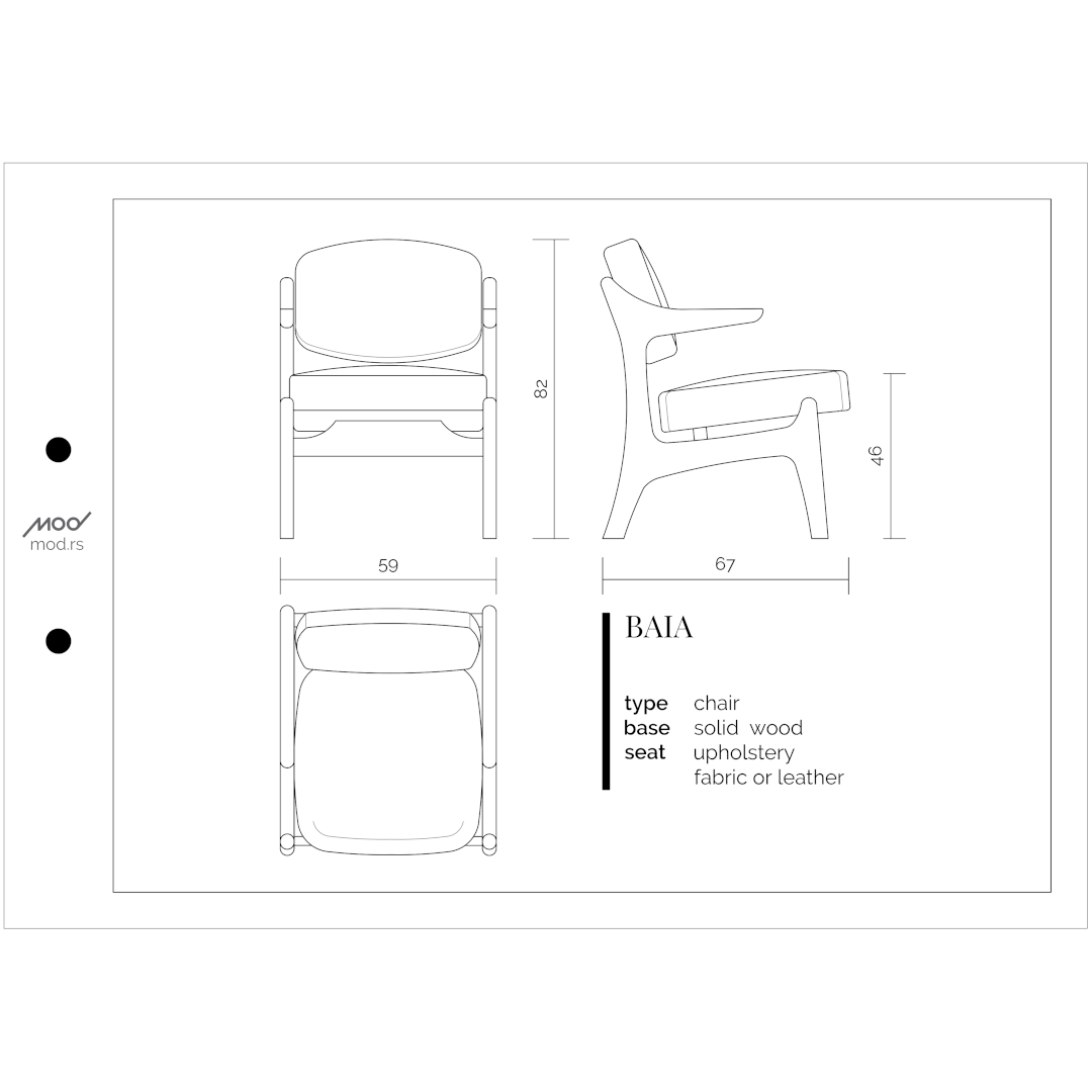 Spezifikation Baia Designer Stuhl aus Massivholz