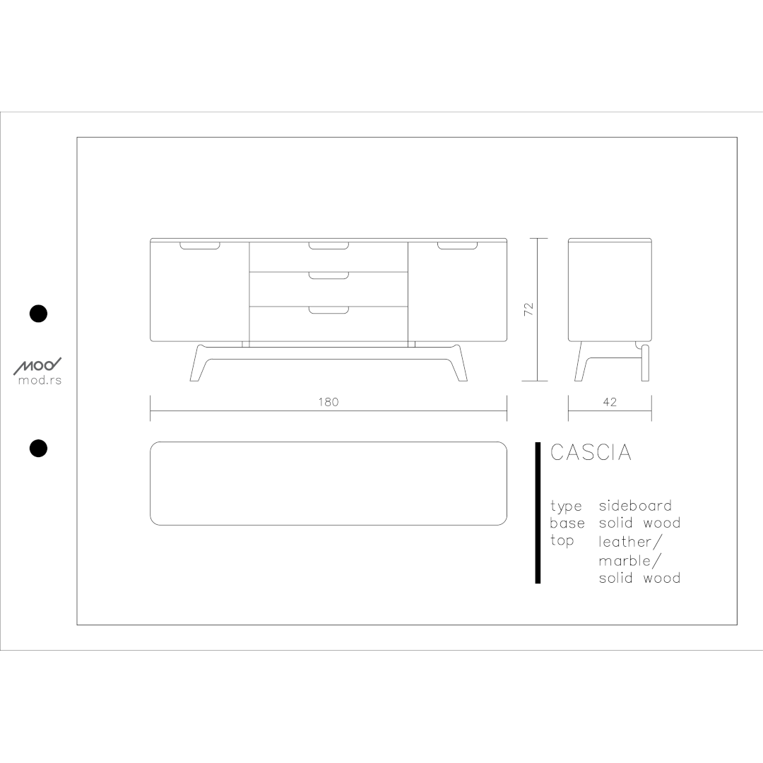 Spezifikation Avola Designer Sideboard aus Massivholz