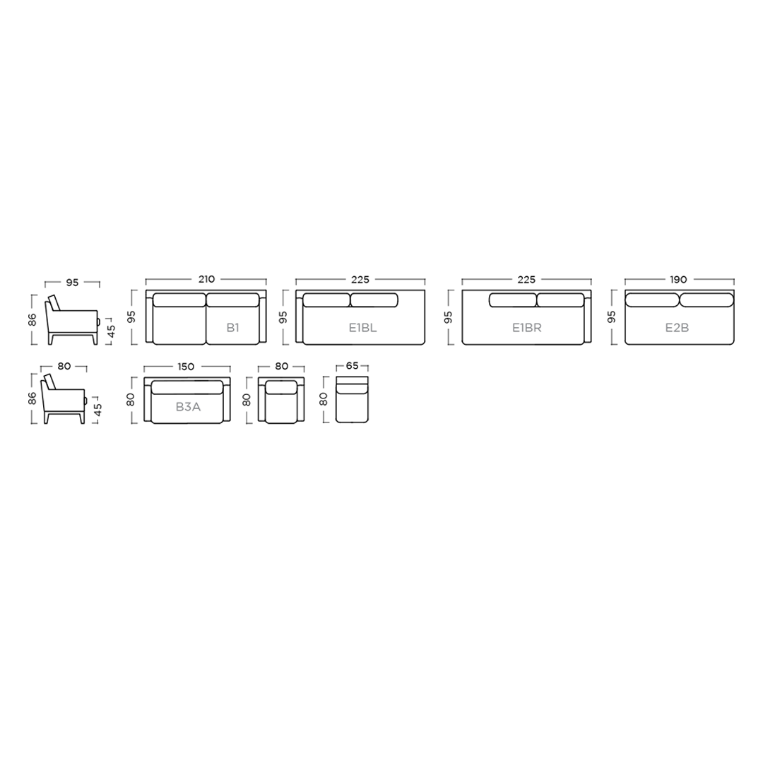 Spezifikation Chelsea Designersofa, Gestell aus Massivholz