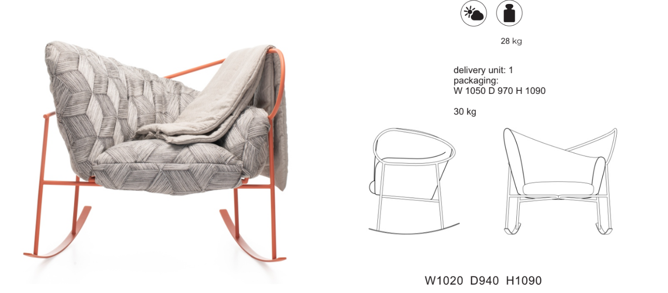 NIDO-Sessel-Designer Garten Schaukelsessel aus mit grossem Kissen