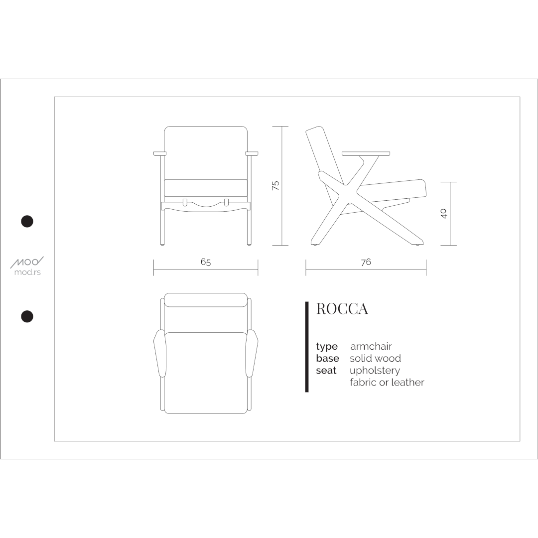 Spezifikation Rocca Designer Sessel aus Massivholz