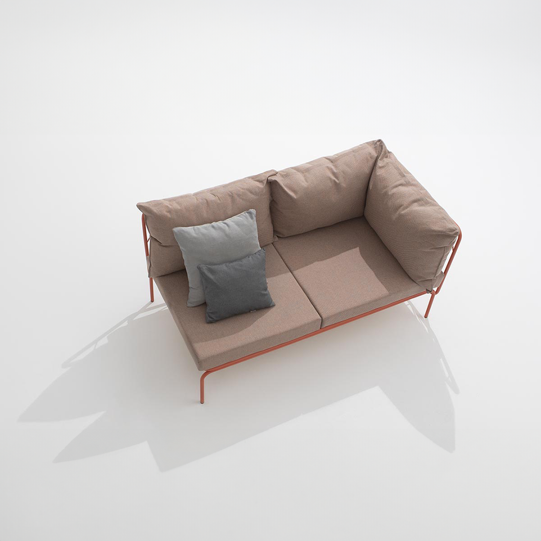 ATAMAN MODULAR Gartensofa-Element rechts, niedrige Armlehne aus pulverbeschichtetem Edelstahl - siehe oben