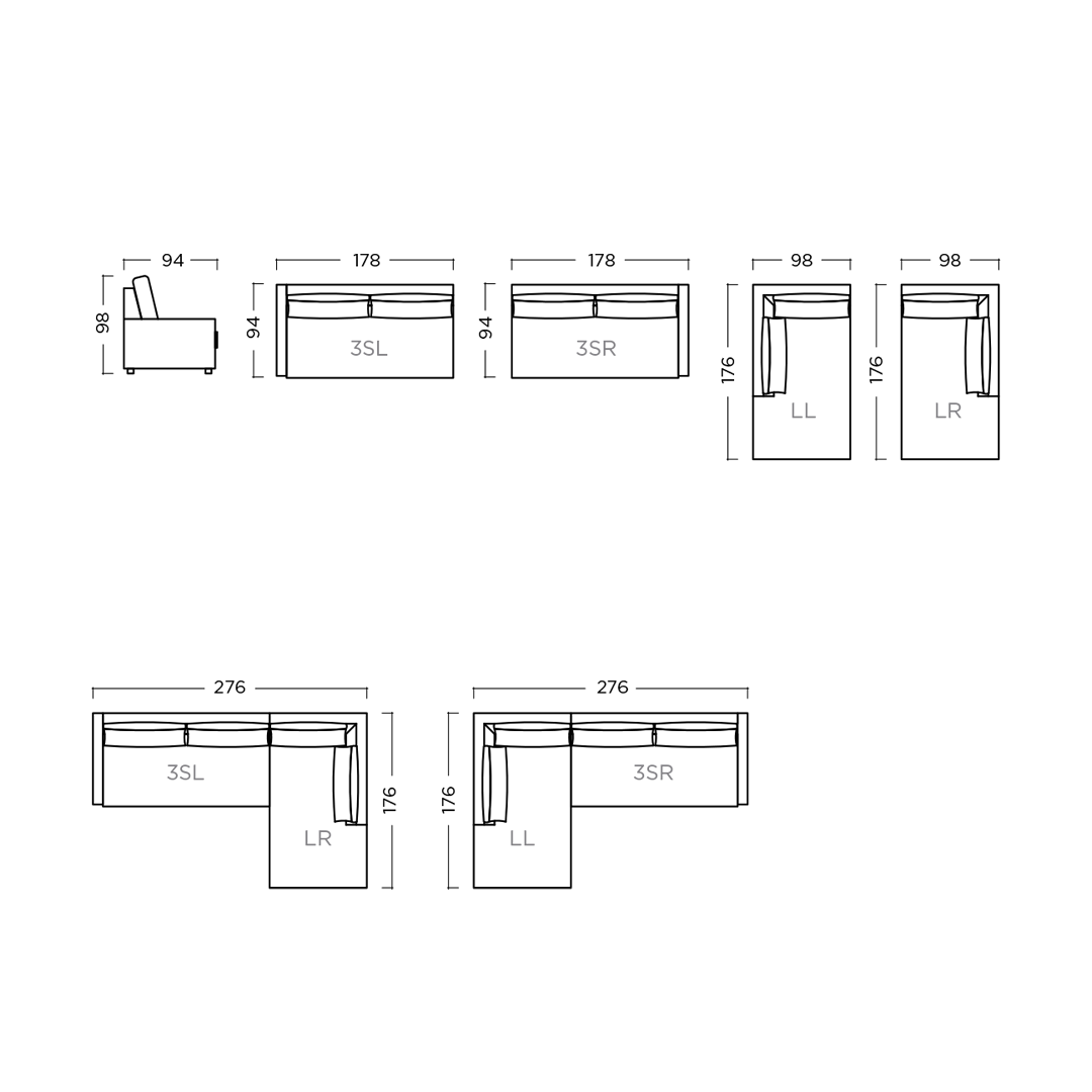 Schlafsofas SLEEPOVER- Stützelemente aus massiver Buche, verstärkt mit Holzplattenelementen
