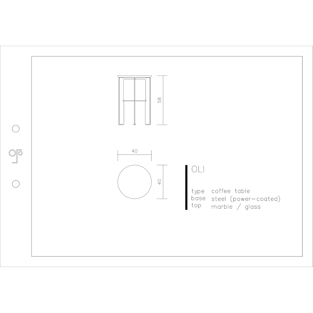 OLI Couchtisch mit Platte aus Marmor und Glas