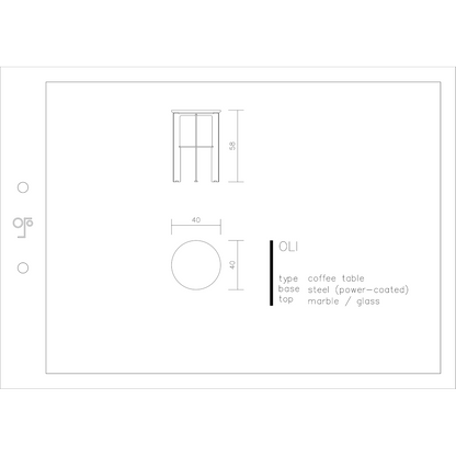OLI Couchtisch mit Platte aus Marmor und Glas