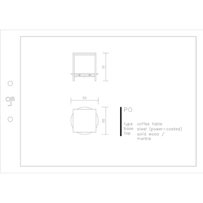PO Couchtisch mit Holzplatte und Marmorplatte