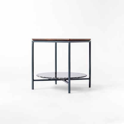 PO Couchtisch mit Holzplatte und Marmorplatte