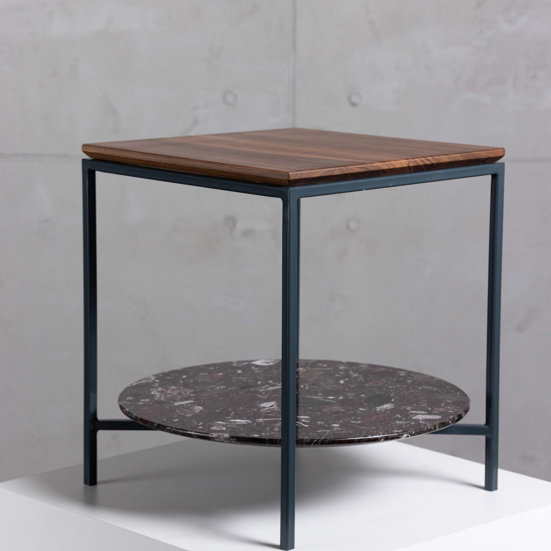PO Couchtisch mit Holzplatte und Marmorplatte