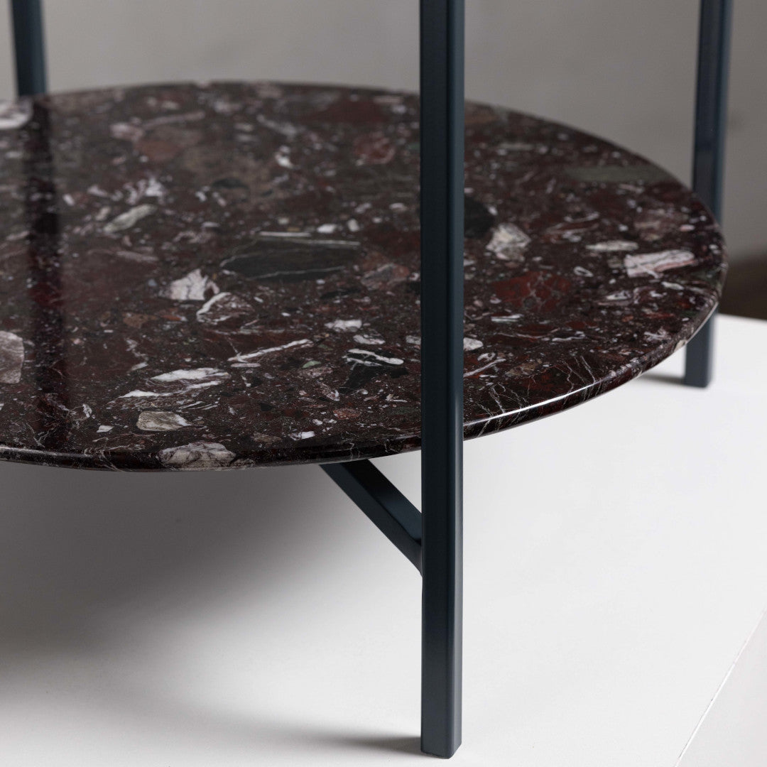 PO Couchtisch mit Holzplatte und Marmorplatte