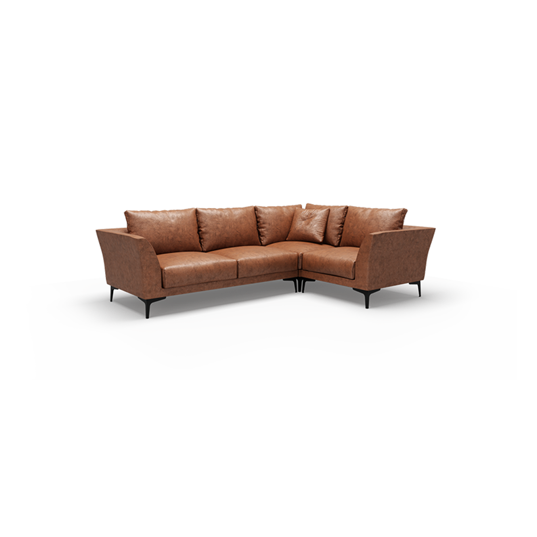 ADELE-Designersofa, Gestell aus Massivholz mit Lederpolsterung-ecksofa kurz