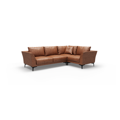 ADELE-Designersofa, Gestell aus Massivholz mit Lederpolsterung-ecksofa kurz