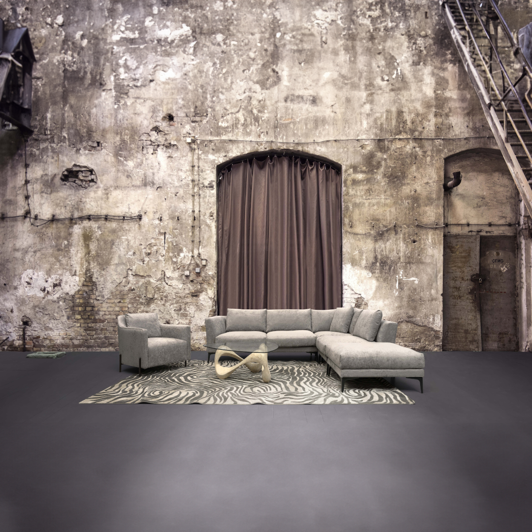 ADELE-Designersofa, Gestell aus Massivholz mit Stoffpolsterung-im Ambiente