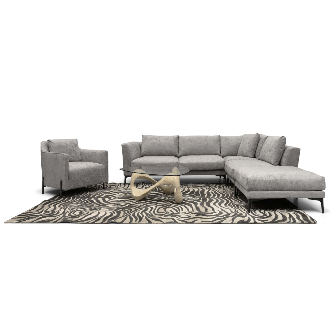 ADELE-Designersofa, Gestell aus Massivholz mit Stoffpolsterung-im Raum