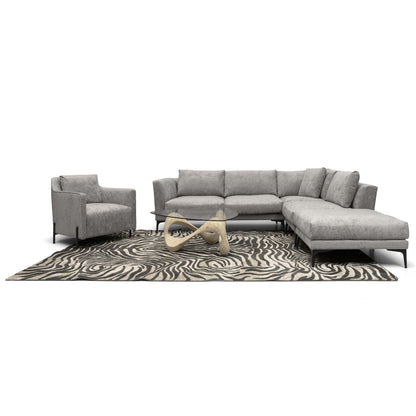 ADELE-Designersofa, Gestell aus Massivholz mit Stoffpolsterung-im Raum