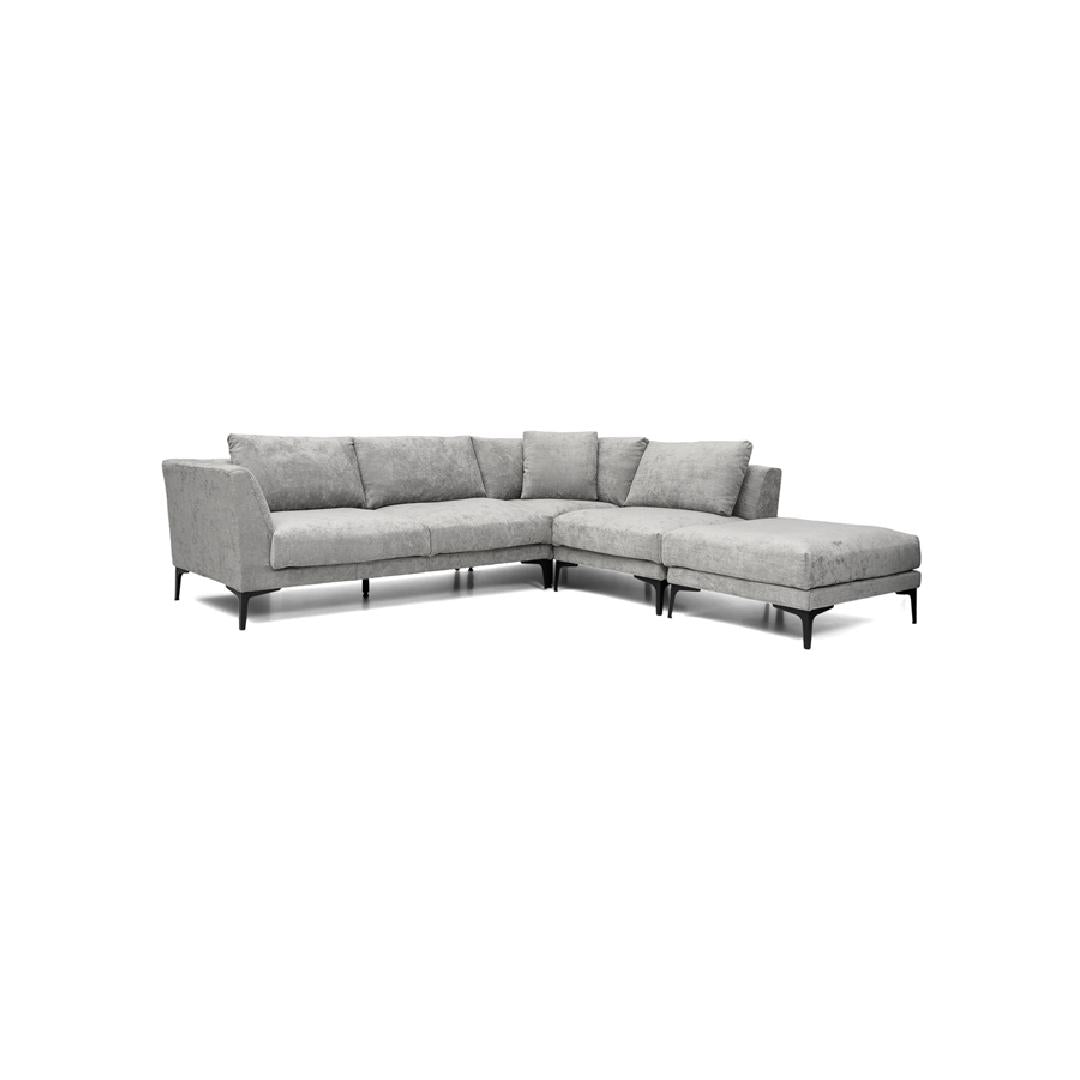 ADELE-Designersofa, Gestell aus Massivholz mit Stoffpolsterung-frontale Ansicht