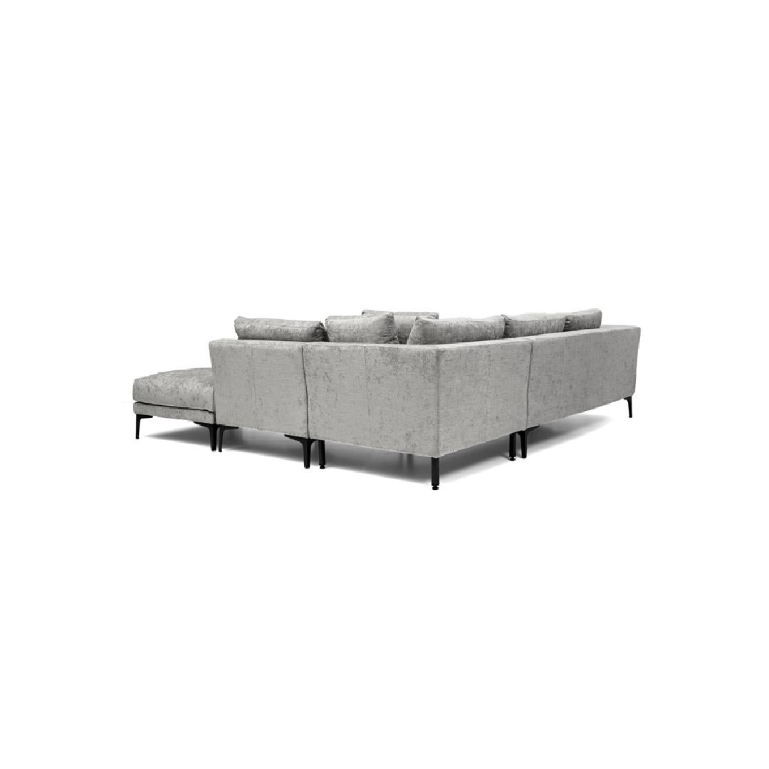 ADELE-Designersofa, Gestell aus Massivholz mit Stoffpolsterung-rücken links