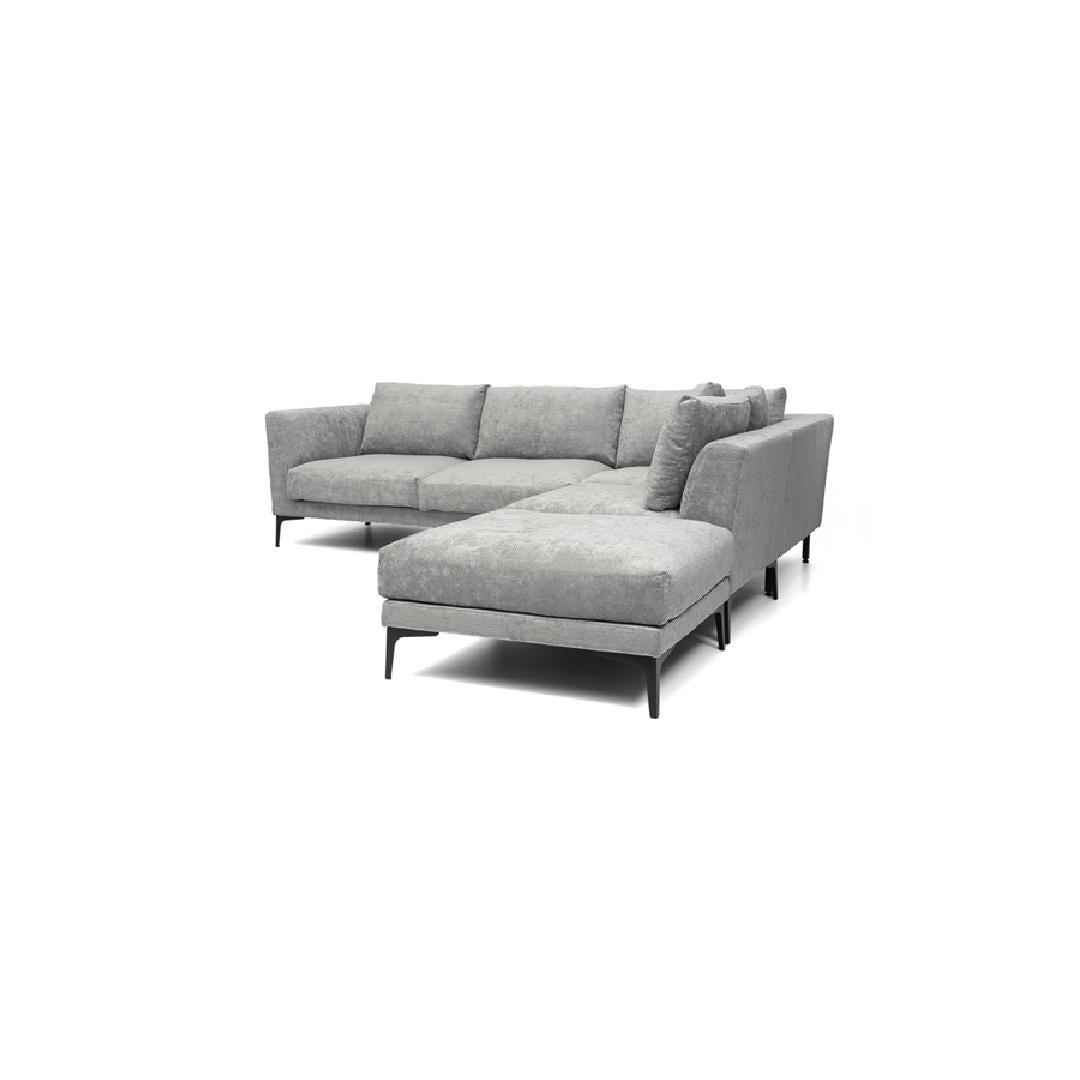 ADELE-Designersofa, Gestell aus Massivholz mit Stoffpolsterung, Seitenansicht rechts