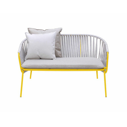 ATAMAN LEISURE 2er Gartensofa-aus pulverbeschichtetem Edelstahl-zinkgelb-vorne