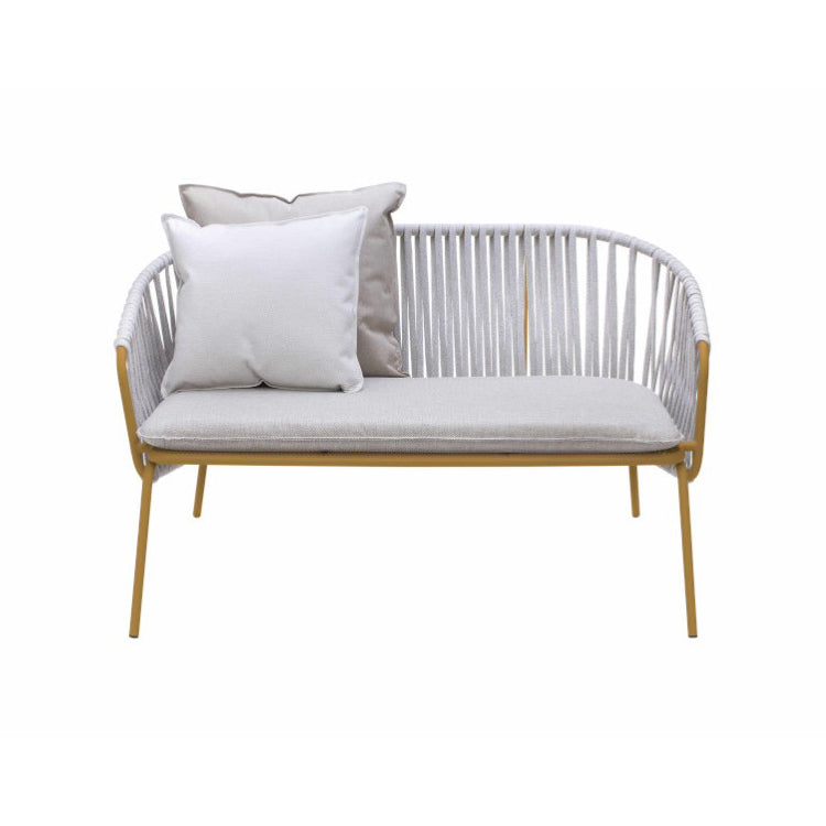 ATAMAN LEISURE 2er Gartensofa-aus pulverbeschichtetem Edelstahl-beigegrau-vorne