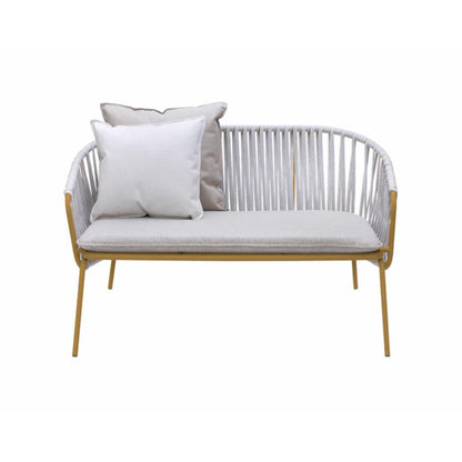 ATAMAN LEISURE 2er Gartensofa-aus pulverbeschichtetem Edelstahl-beigegrau-vorne