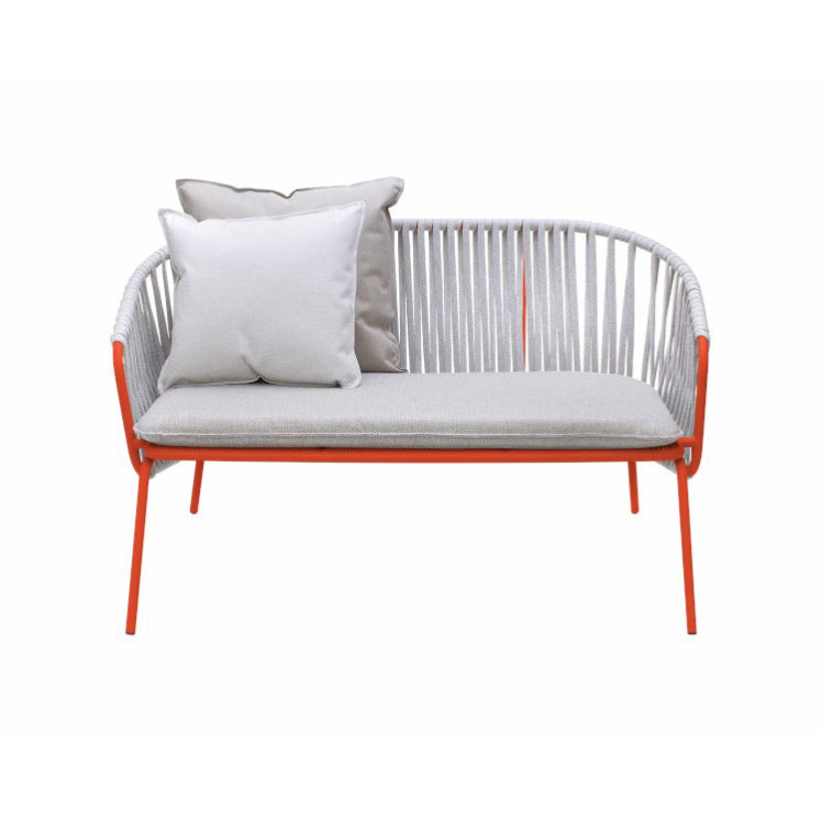 ATAMAN LEISURE 2er Gartensofa-aus pulverbeschichtetem Edelstahl-lachsrot-vorne