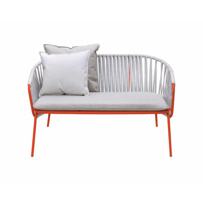 ATAMAN LEISURE 2er Gartensofa-aus pulverbeschichtetem Edelstahl-lachsrot-vorne