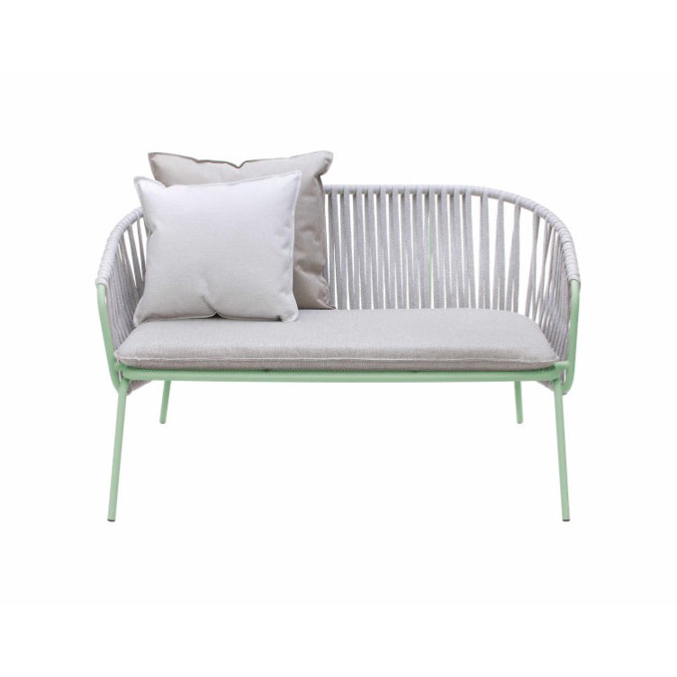 ATAMAN LEISURE 2er Gartensofa-aus pulverbeschichtetem Edelstahl-weissgrün-vorne