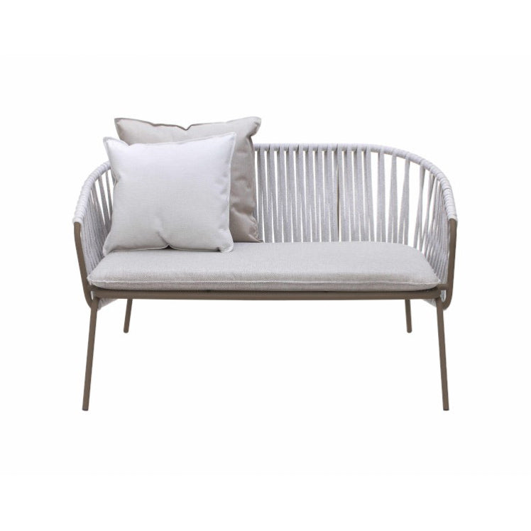 ATAMAN LEISURE 2er Gartensofa-aus pulverbeschichtetem Edelstahl-beigegrau-vorne