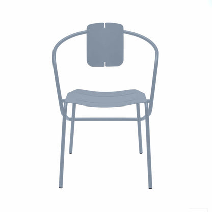 ATAMAN MINIMALIST-Designer-Gartenstuhl mit Armlehnen aus pulverbeschichtetem Edelstahl-grau-vorne