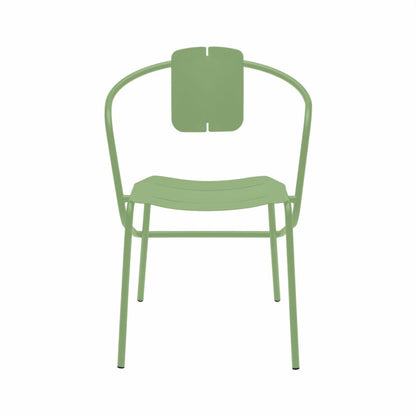 ATAMAN MINIMALIST-Designer-Gartenstuhl mit Armlehnen aus pulverbeschichtetem Edelstahl-dunkelgrün-vorne