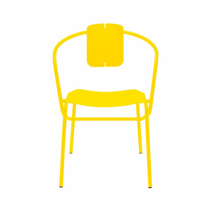 ATAMAN MINIMALIST-Designer-Gartenstuhl mit Armlehnen aus pulverbeschichtetem Edelstahl-gelb-vorne