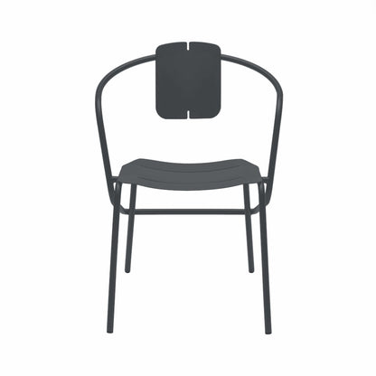 ATAMAN MINIMALIST-Designer-Gartenstuhl mit Armlehnen aus pulverbeschichtetem Edelstahl-schwarz-vorne
