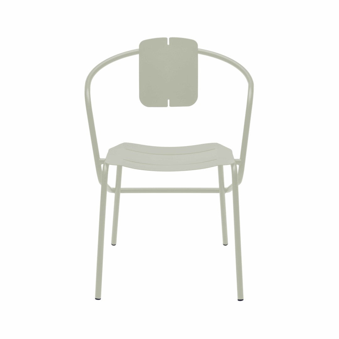 ATAMAN MINIMALIST-Designer-Gartenstuhl mit Armlehnen aus pulverbeschichtetem Edelstahl-beige-vorne