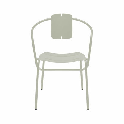 ATAMAN MINIMALIST-Designer-Gartenstuhl mit Armlehnen aus pulverbeschichtetem Edelstahl-beige-vorne