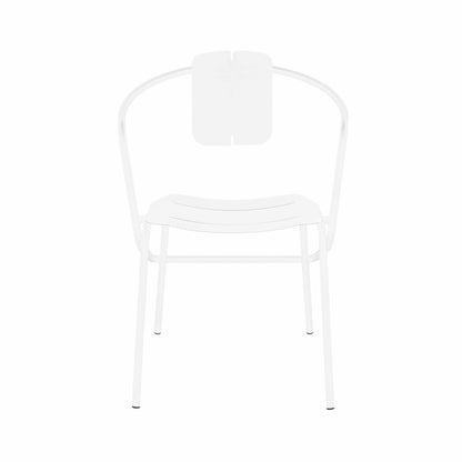 ATAMAN MINIMALIST-Designer-Gartenstuhl mit Armlehnen aus pulverbeschichtetem Edelstahl-weiss-vorne
