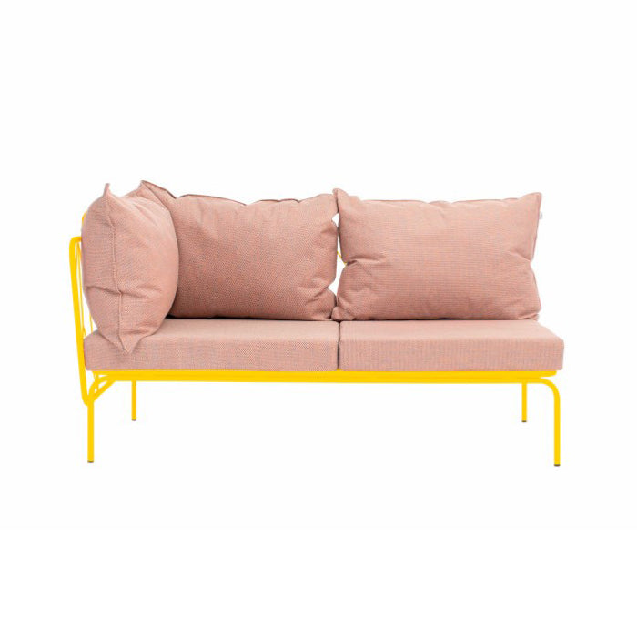 ATAMAN MODULAR Gartensofa links Eckelement 160- Ausführung Niedrige Armlehne aus pulverbeschichtetem Edelstah-zinkgelb-vorne