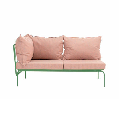 ATAMAN MODULAR Gartensofa links Eckelement 160- Ausführung Niedrige Armlehne aus pulverbeschichtetem Edelstah-resedagrün-vorne