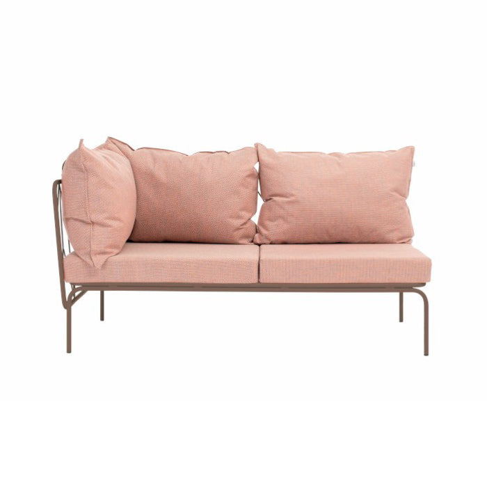 ATAMAN MODULAR Gartensofa links Eckelement 160- Ausführung Niedrige Armlehne aus pulverbeschichtetem Edelstah-beigegrau-vorne