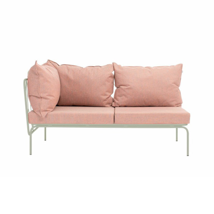 ATAMAN MODULAR Gartensofa links Eckelement 160- Ausführung Niedrige Armlehne aus pulverbeschichtetem Edelstah-kieselgrau-vorne