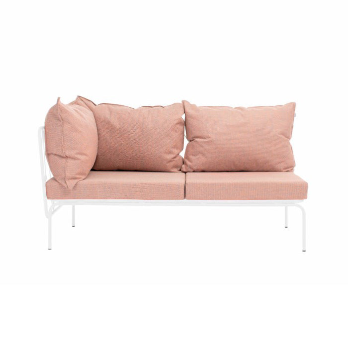 ATAMAN MODULAR Gartensofa links Eckelement 160- Ausführung Niedrige Armlehne aus pulverbeschichtetem Edelstah-weiss-vorne